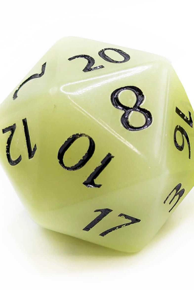 Ghostly green glow in the dark dice