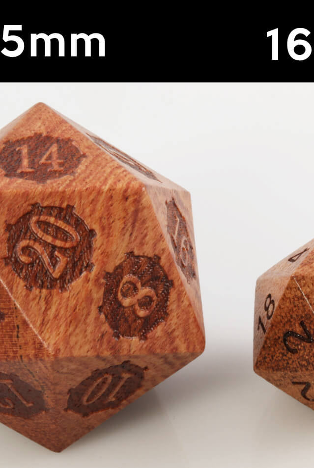 Giant wood dice size comparison