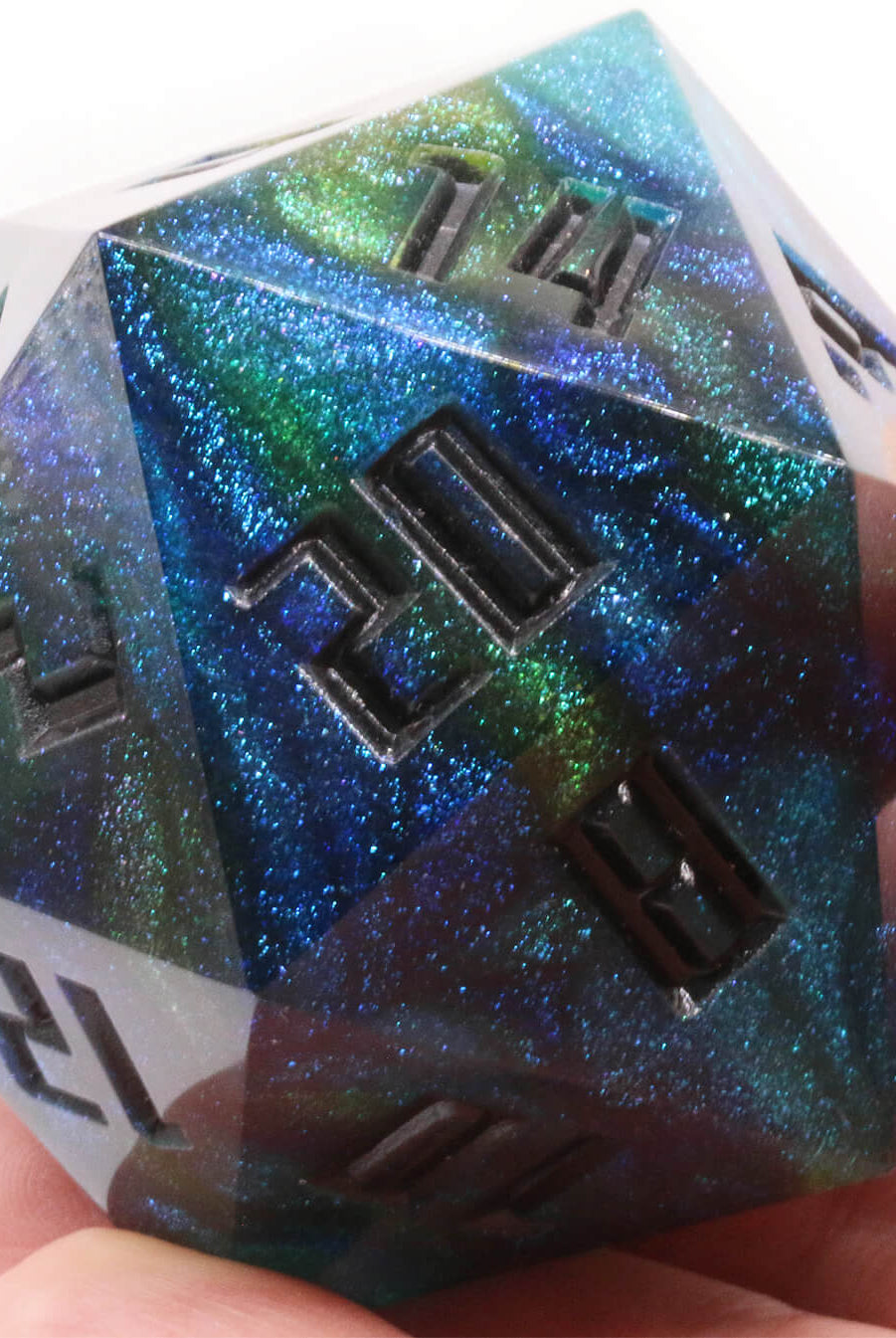 Giant d20 dice Ionic blue black