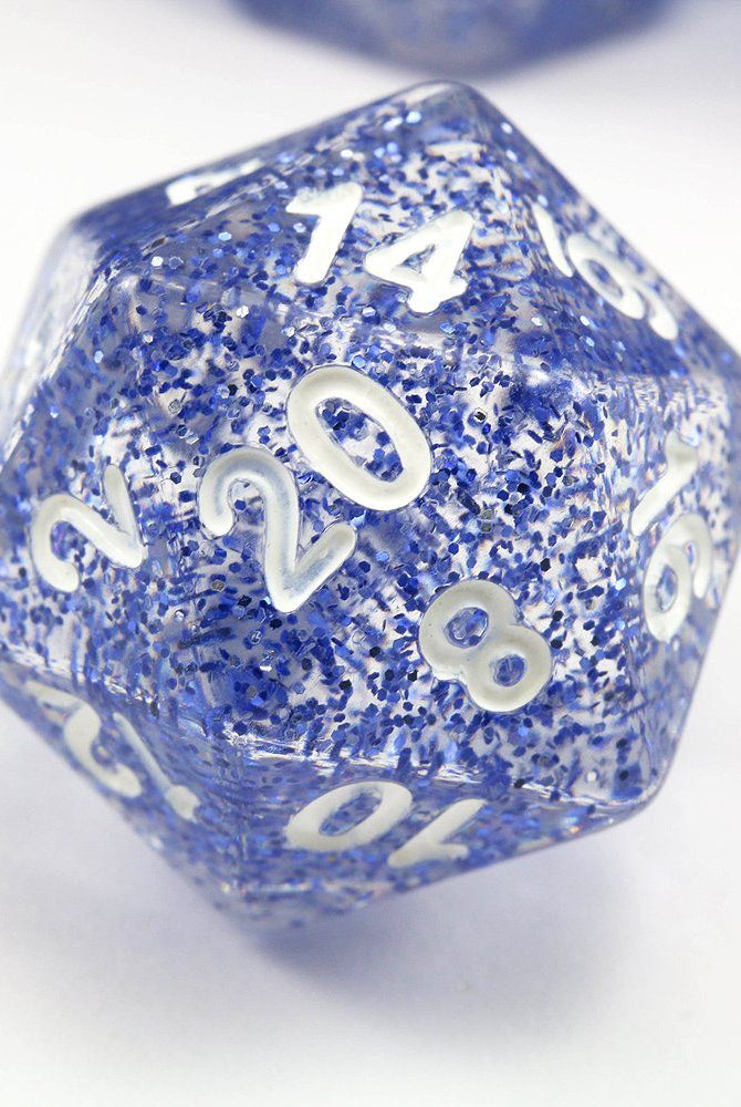 Blue d20 Glitter Dice