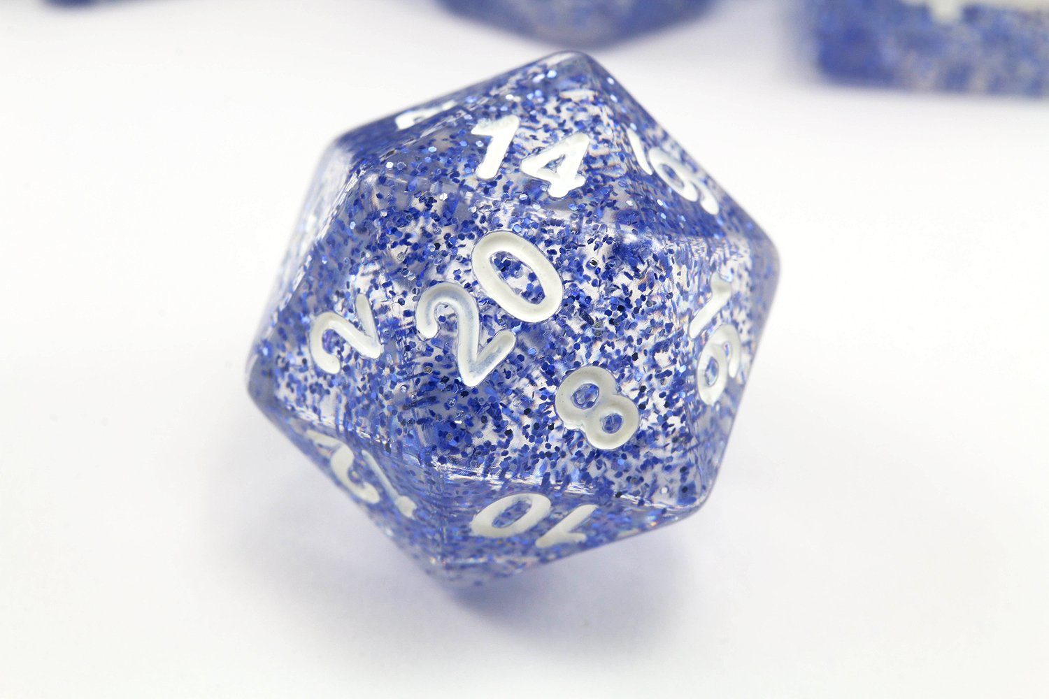 Blue d20 Glitter Dice