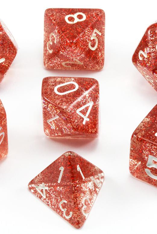 D&D Dice Glitter Red