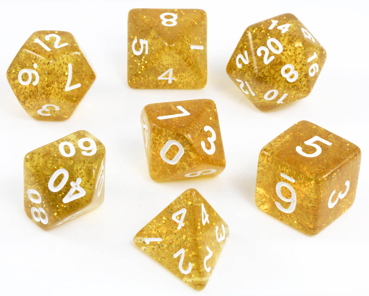 Gold Glitter D&D Dice