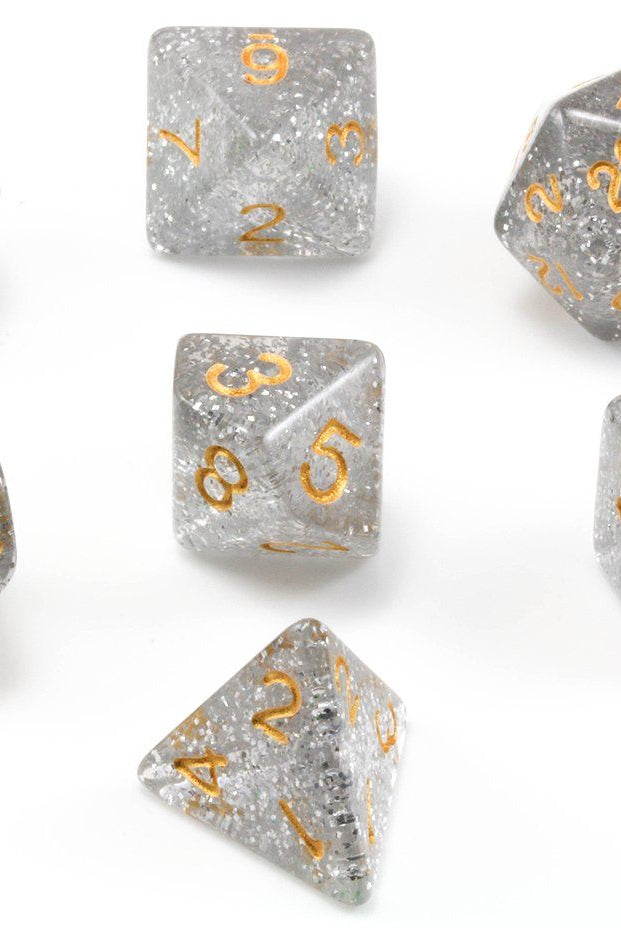 D&D Dice Silver Sparkle Glitter