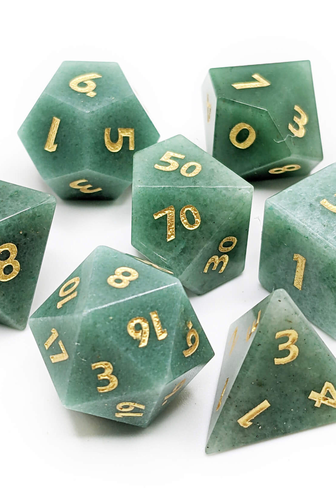 Green Aventurine stone dice for dnd games
