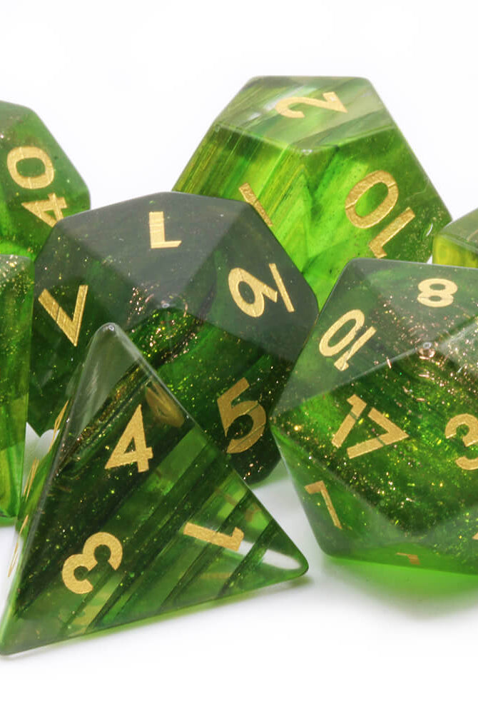 Beautiful Dice Green Ribbon Glass