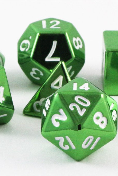 metal dice green
