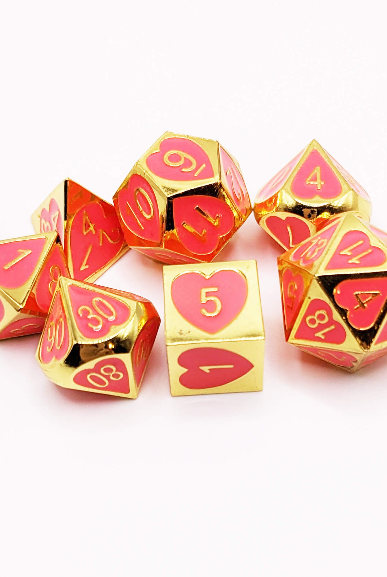 Hot Pink gold dice set for ttrpg games