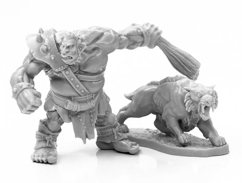 Miniature Hill Giant and Dire Lion
