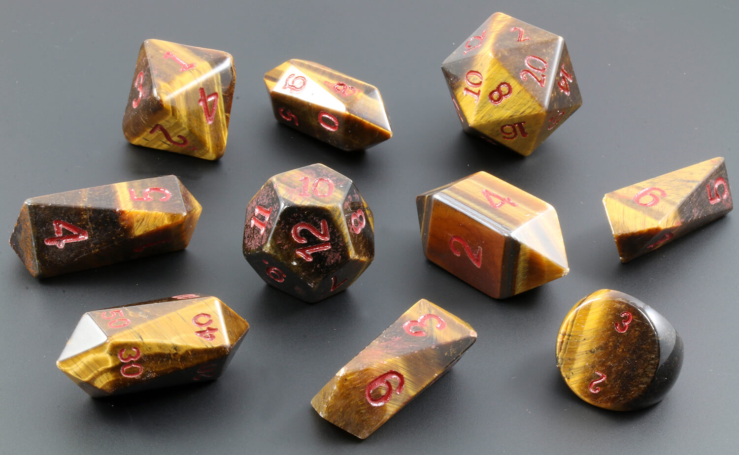 Hybrid Tiger Eye D&D Dice