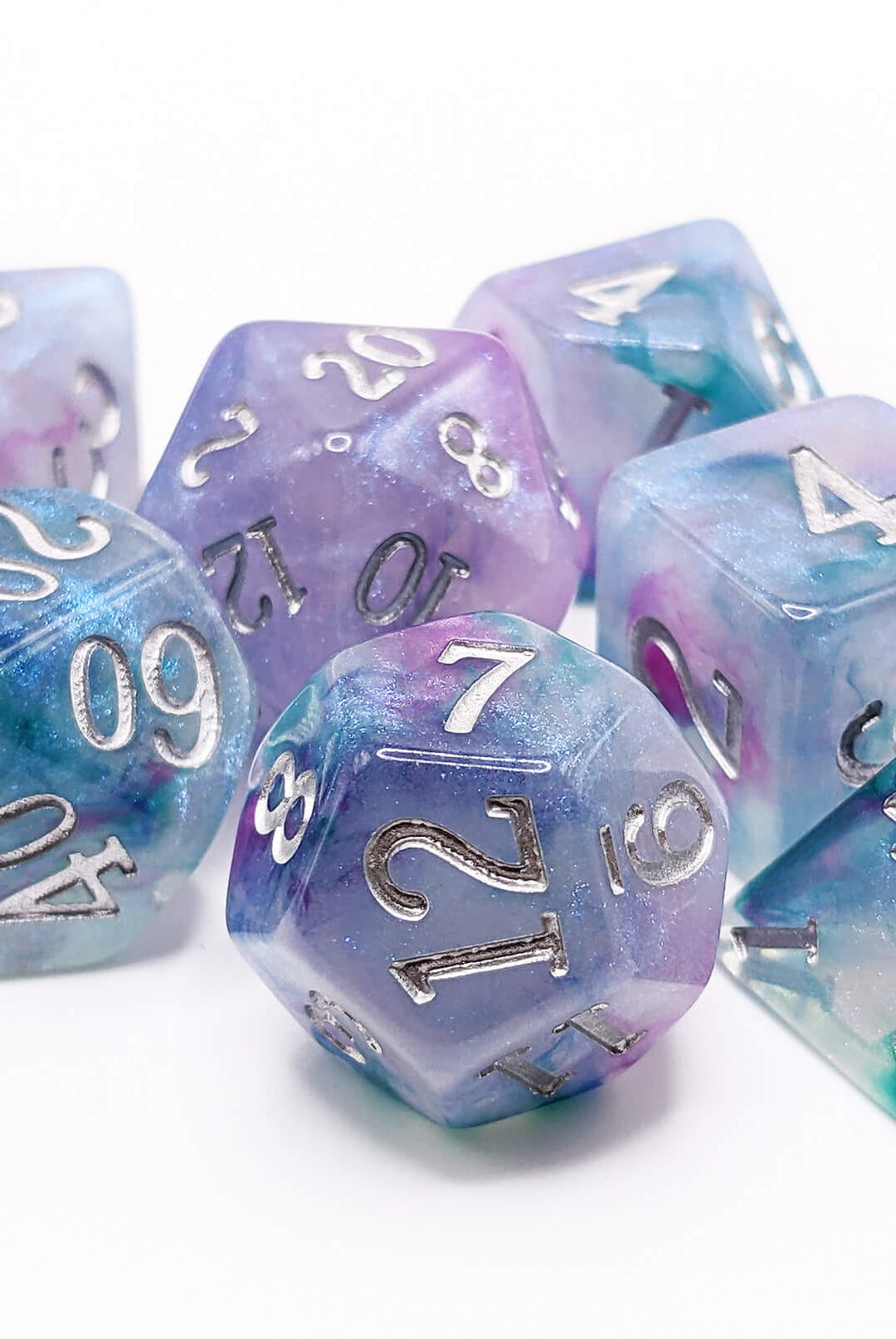 Iridescent dice blue and purple mix for dnd games