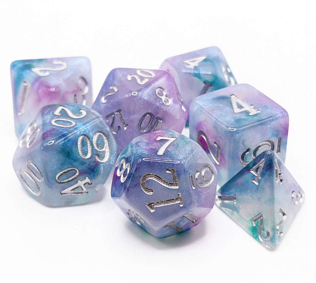 Iridescent dice blue and purple mix for dnd games