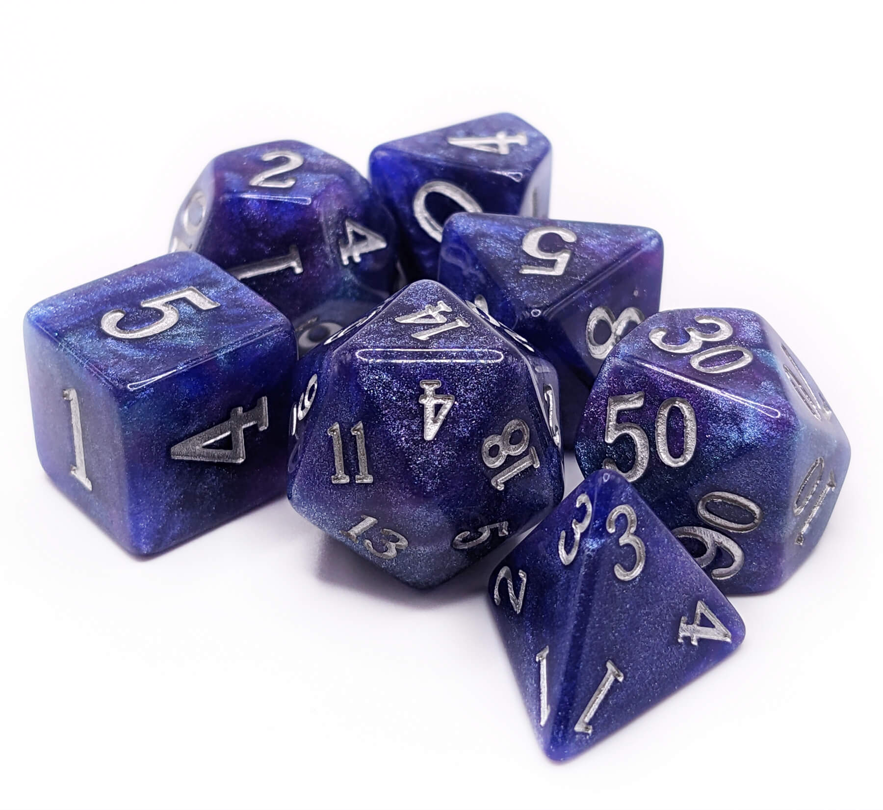 Beautiful dark star purple dice for ttrpg
