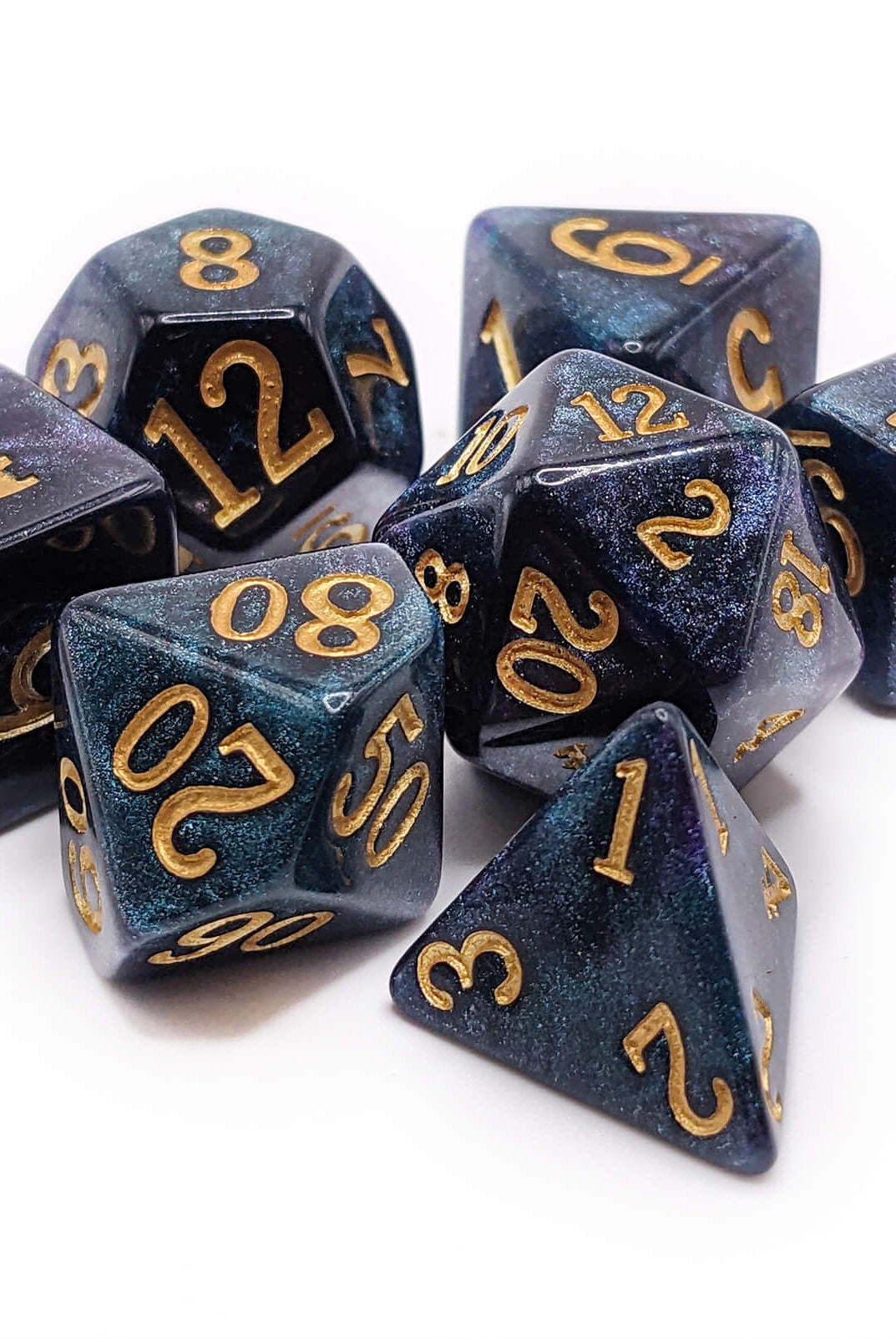 Midnight blue ttrpg iridescent dice