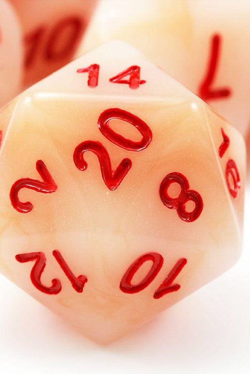 D&D D20 Jade White with Red