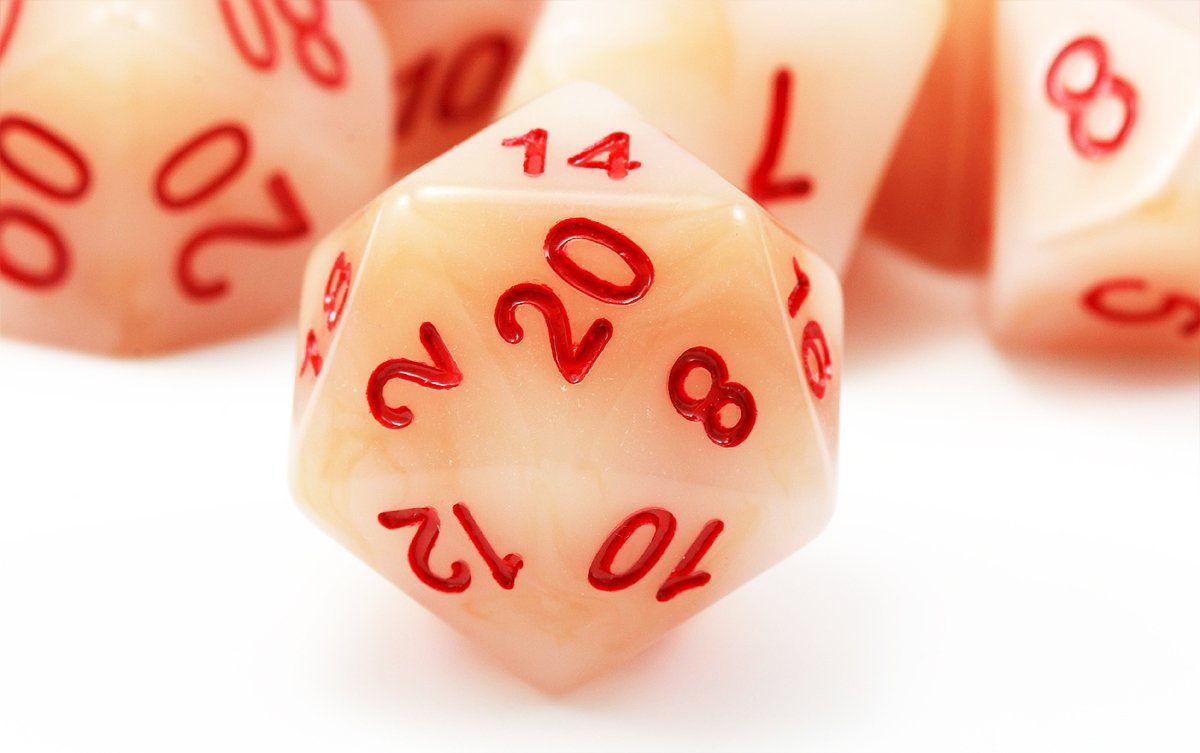 D&D D20 Jade White with Red