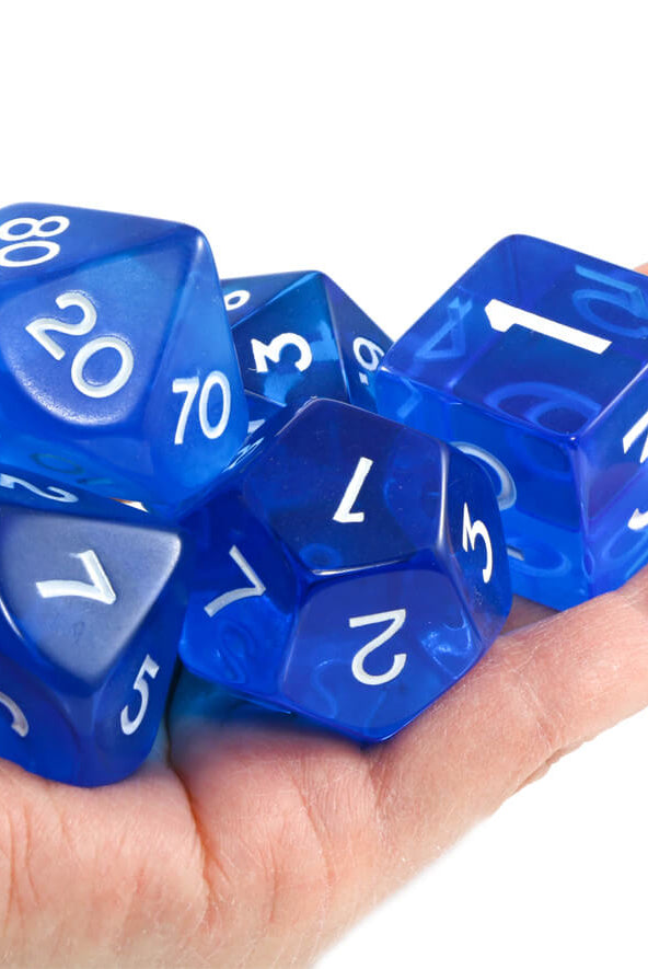 Giant translucent blue dnd dice