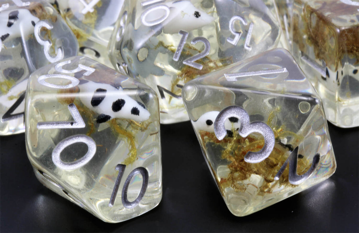 dirty wood dnd koi fish dice box Koi Fish Dice (Translucent With Silver Numbers)