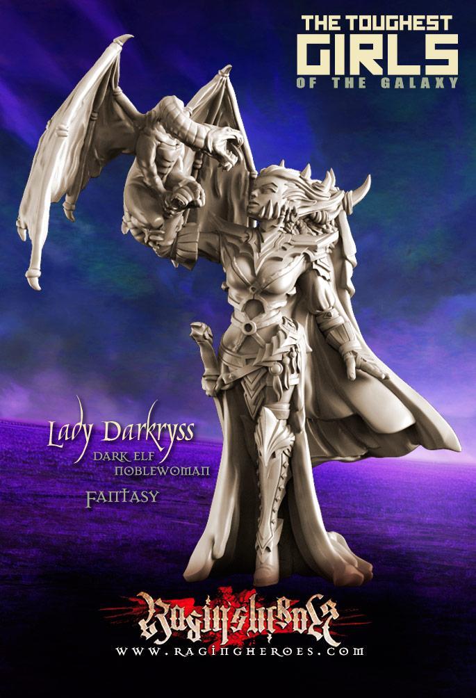 Raging Heroes Miniatures (Lady Darkryss, Dark Elf Heroine)