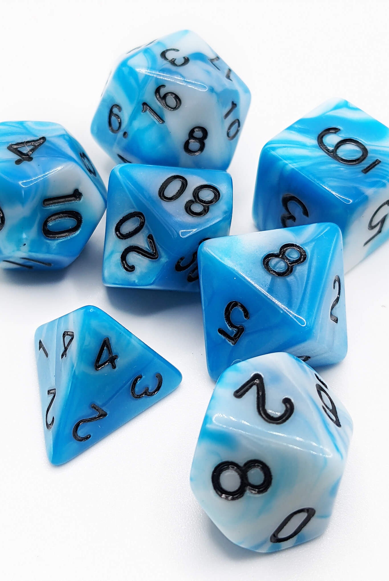 Crystal Caste Twins Dice Light Blue and White 3