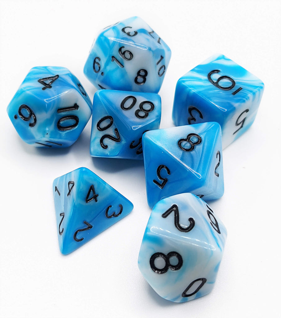 Crystal Caste Twins Dice Light Blue and White 3
