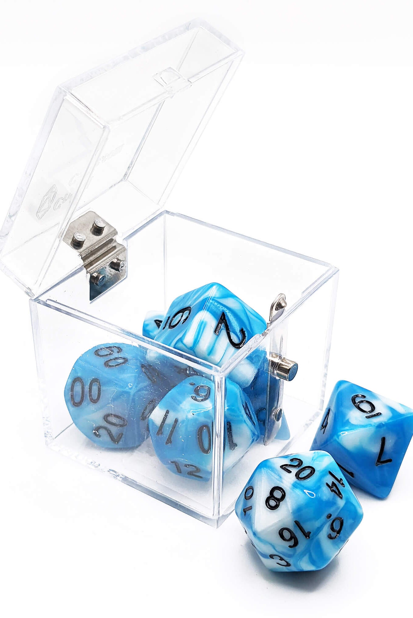Crystal Caste Twins Dice Light Blue and White
