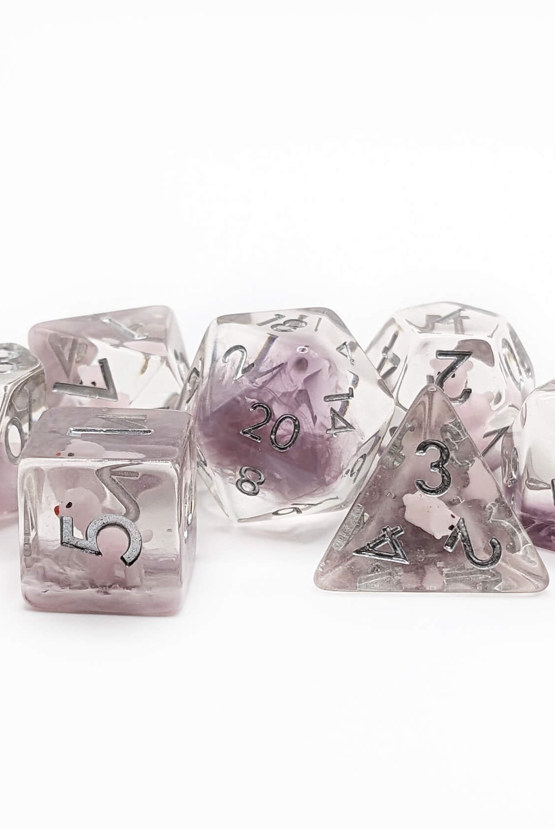 polyhedral dice set pink llamas
