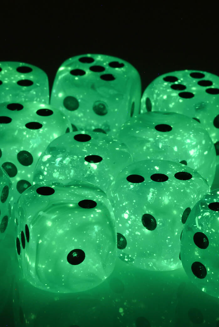 glowing dice