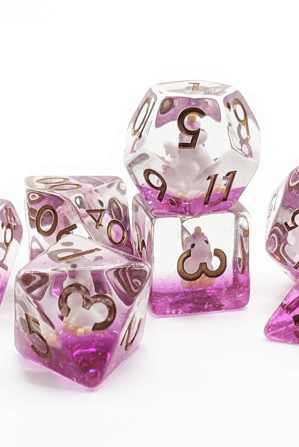 Purple Magic Uncorn dice set for gaming