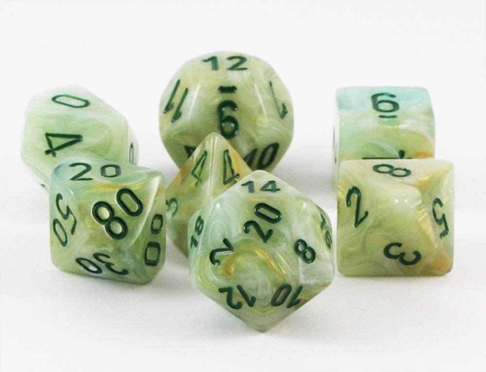 marble dice green