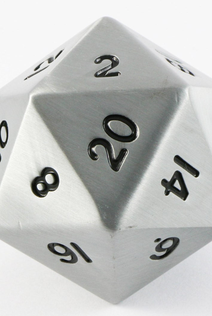 giant d20 metal antique silver dice