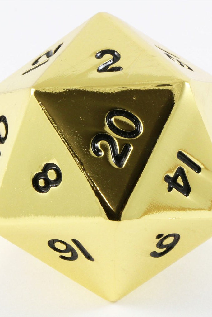 giant metal d20 gold dice