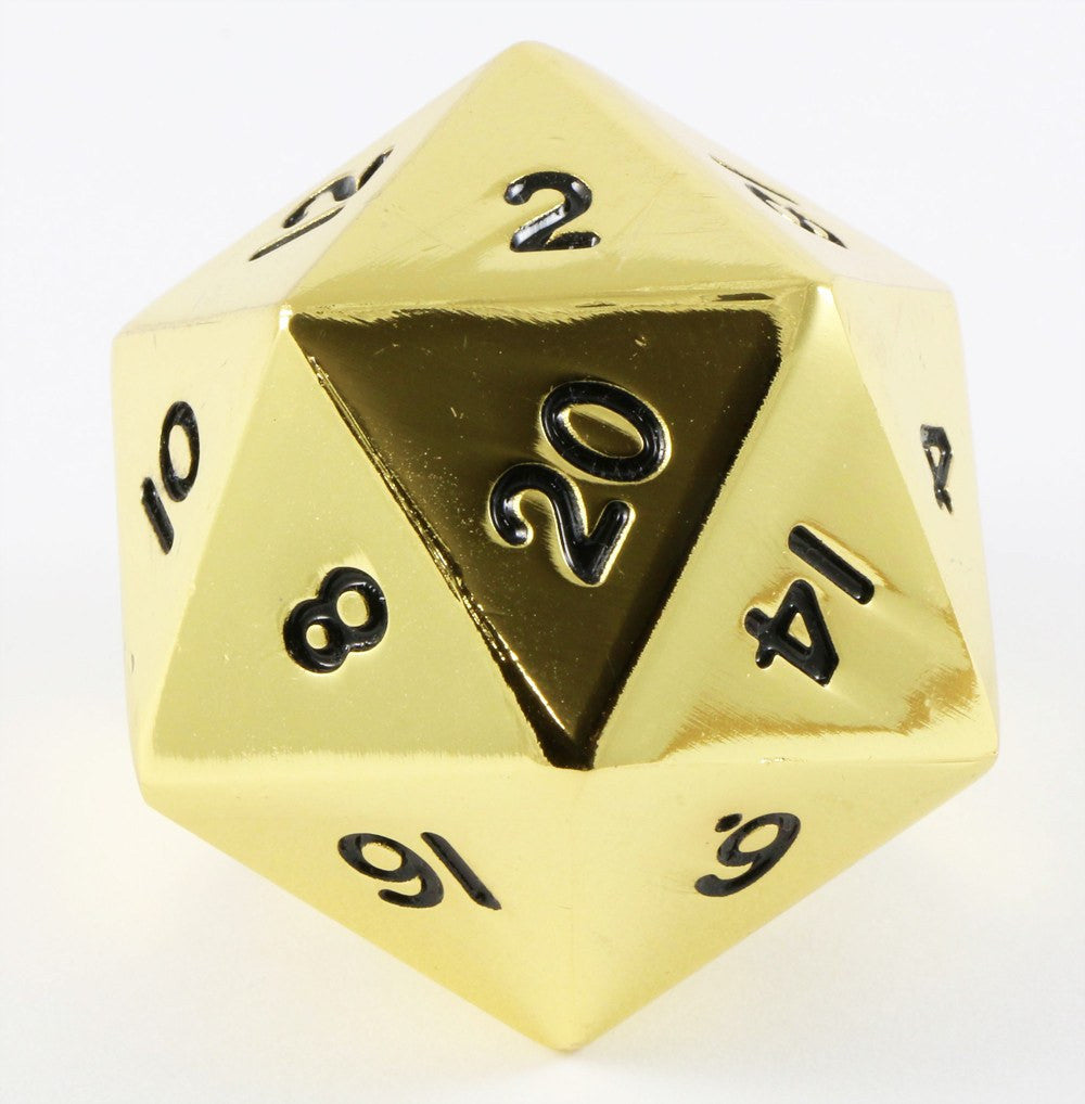 giant metal d20 gold dice