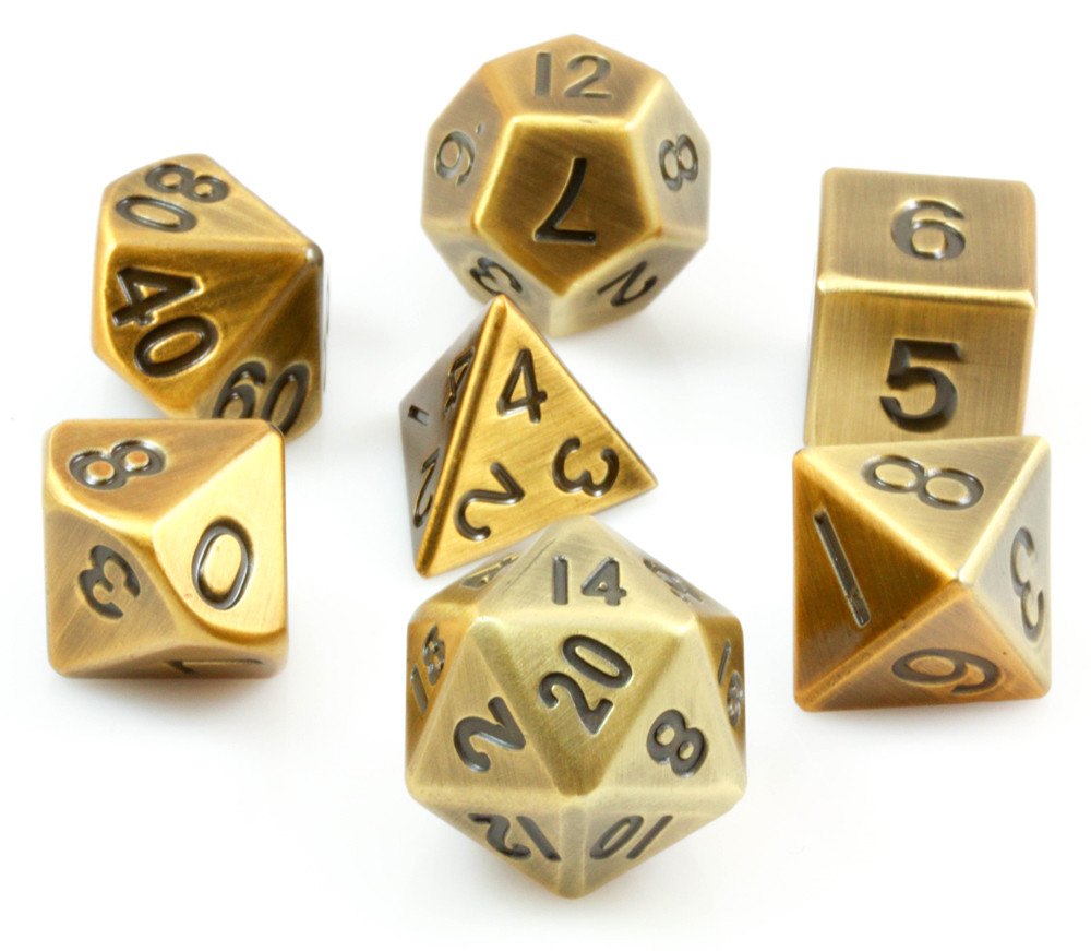 metal rpg dice antique gold