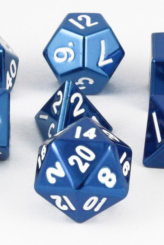 metal dice blue
