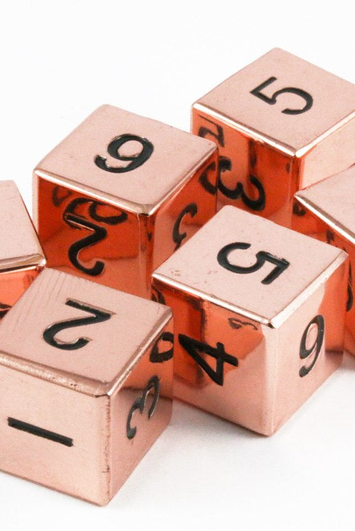 metal d6 dice copper hue