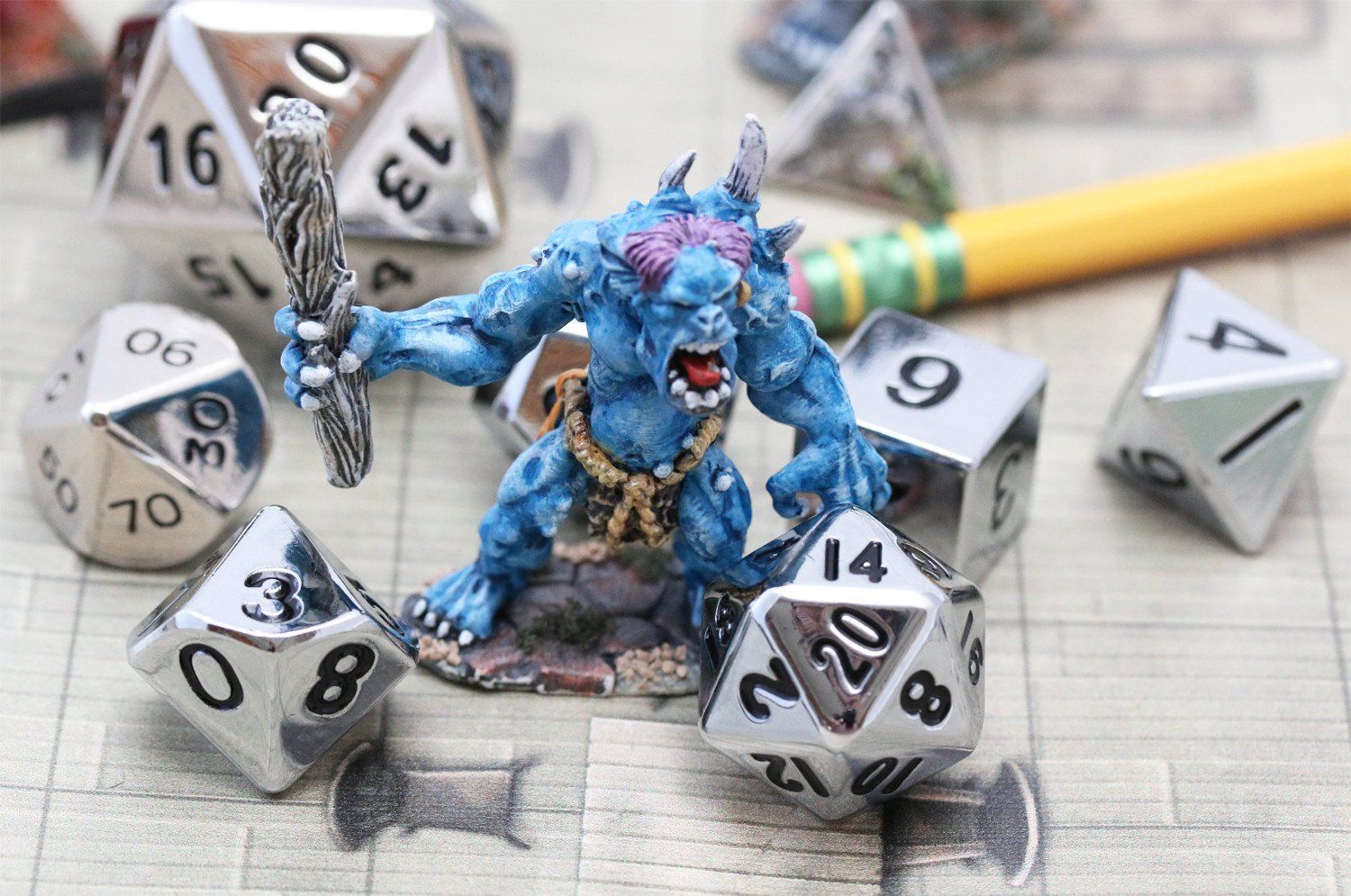 RPG Dice Silver Metal