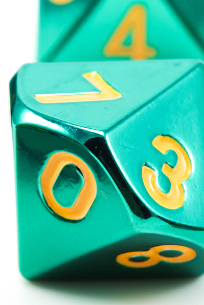 Turquoise Metal D&D Dice