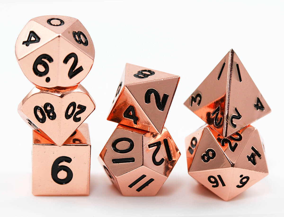 Miniature Metal RPG Dice Copper