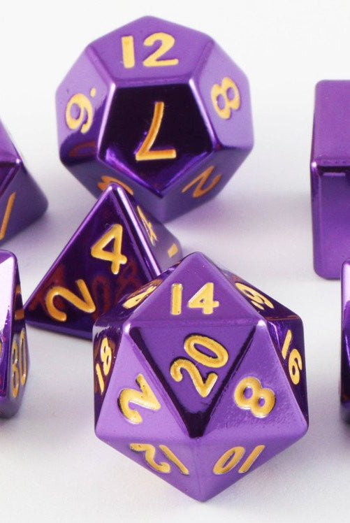 metal rpg dice purple