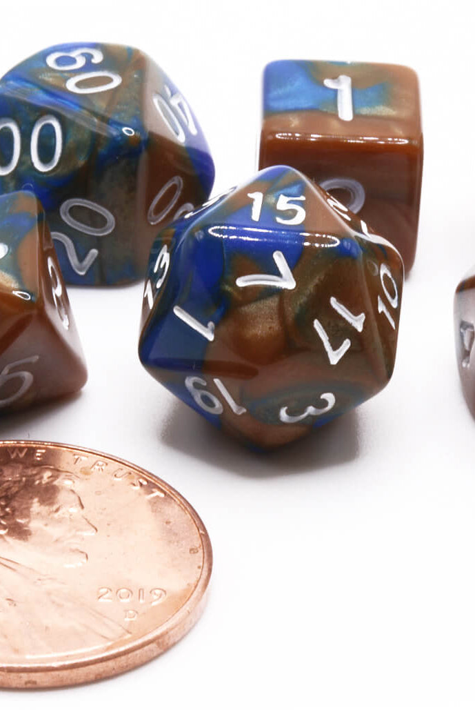Blue and Bronze Mini Dice