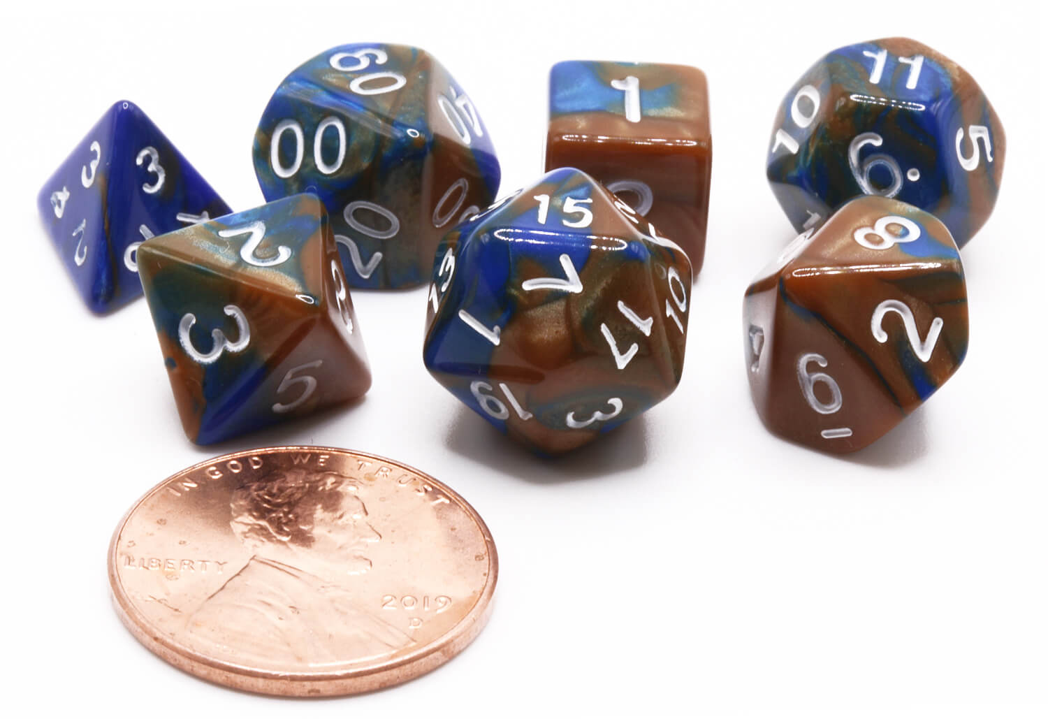 Blue and Bronze Mini Dice