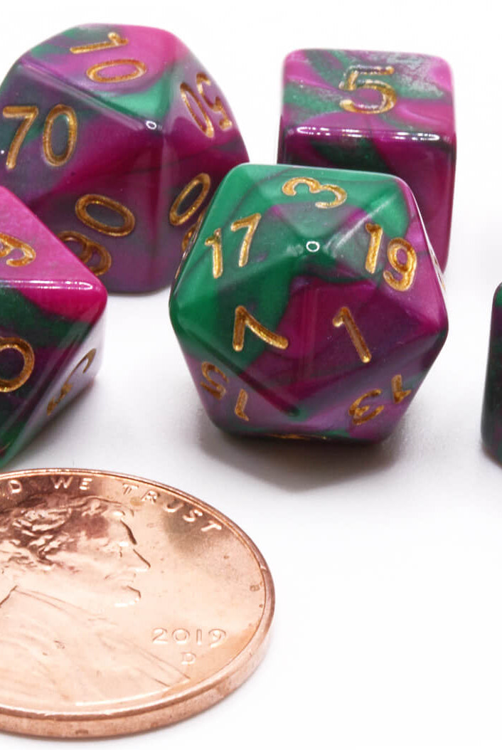 Purple and Green Mini Dice