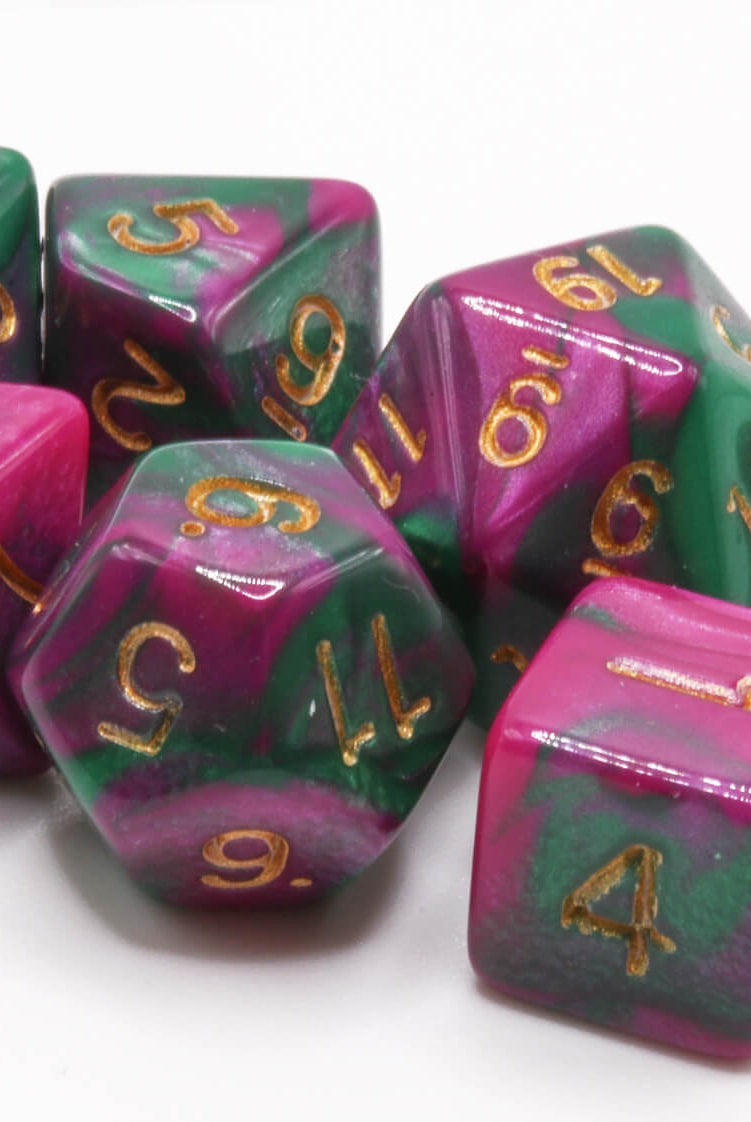 Purple and Green Mini Dice 2
