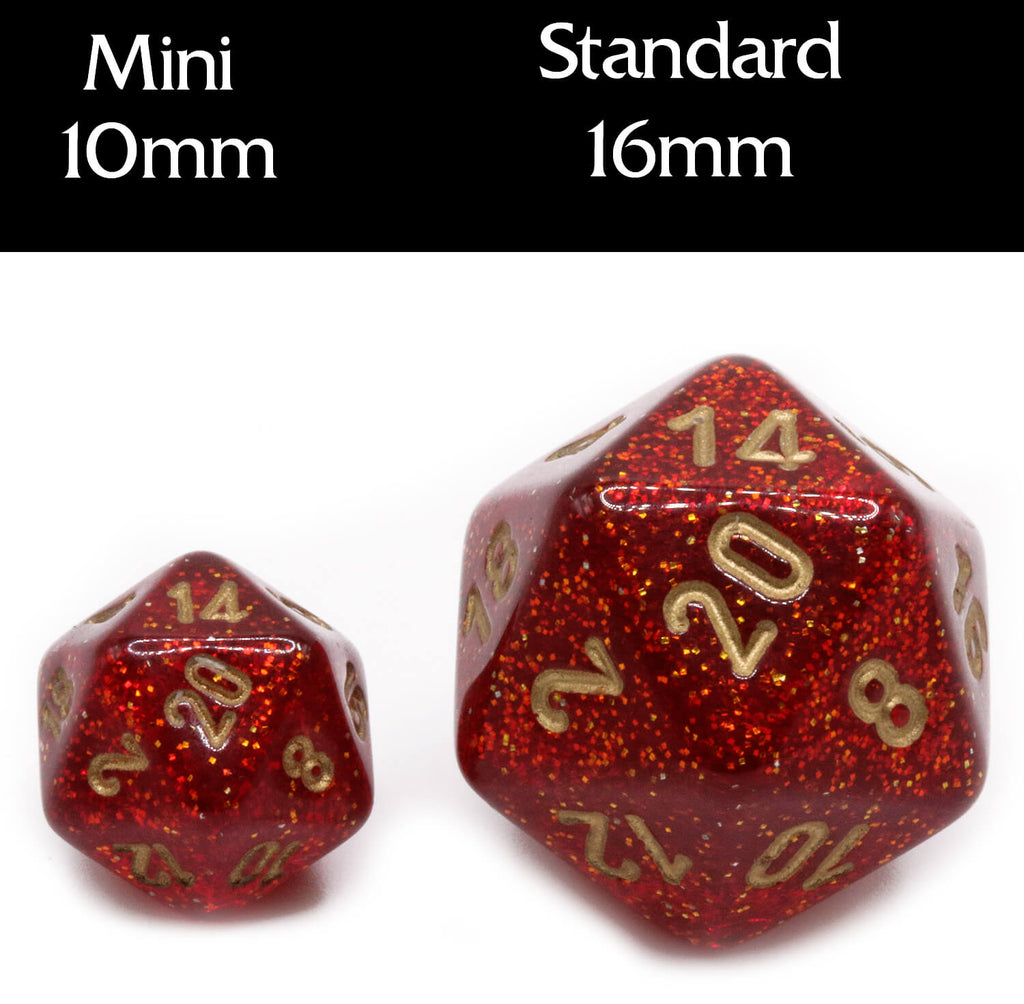 Mini dice size comparison
