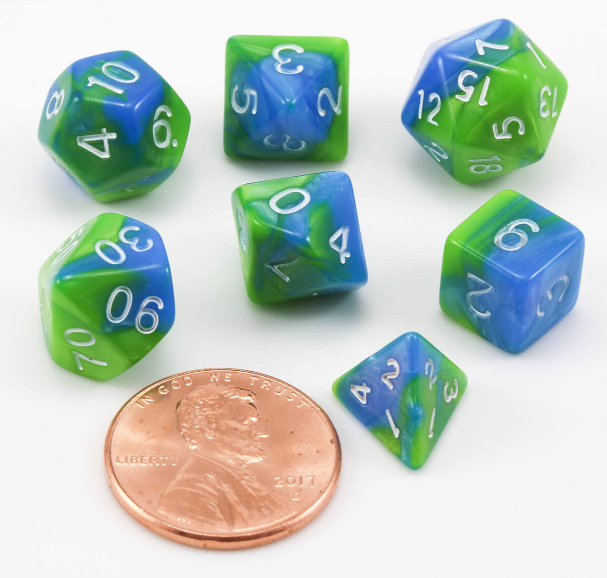 D&D Mini Dice Green Blue