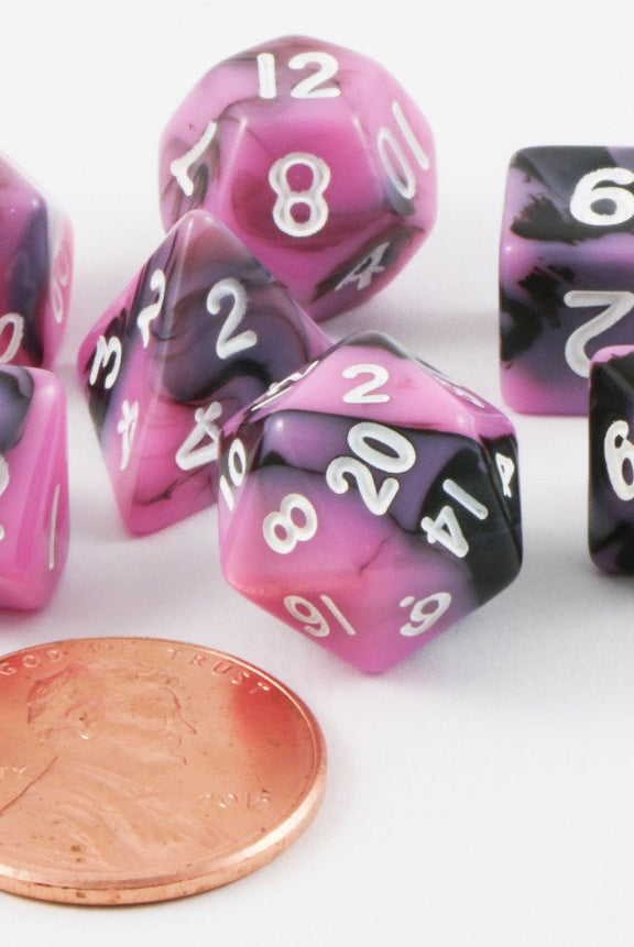 mini rpg dice pink black