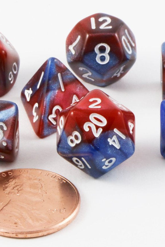 mini rpg dice red blue