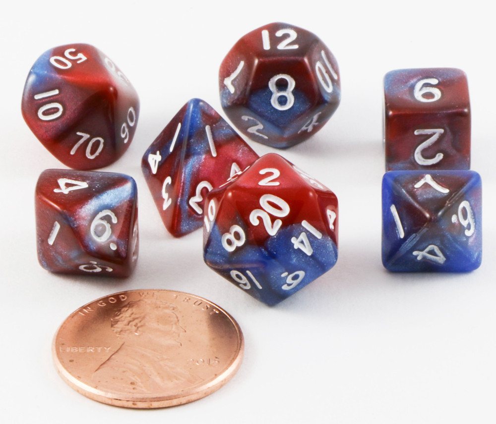 mini rpg dice red blue