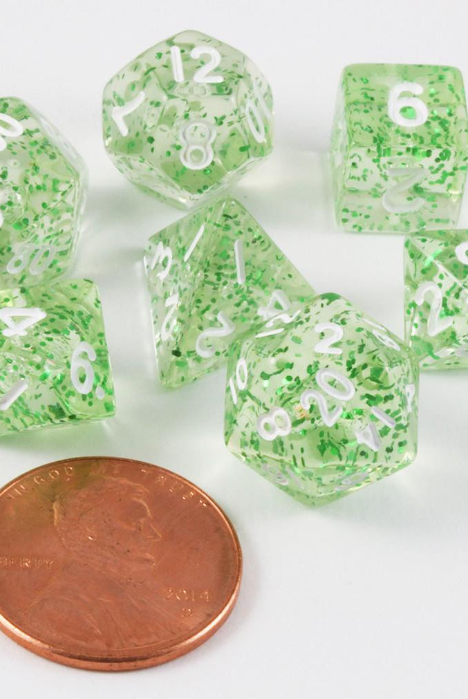 Mini Glitter Dice Ethereal Green